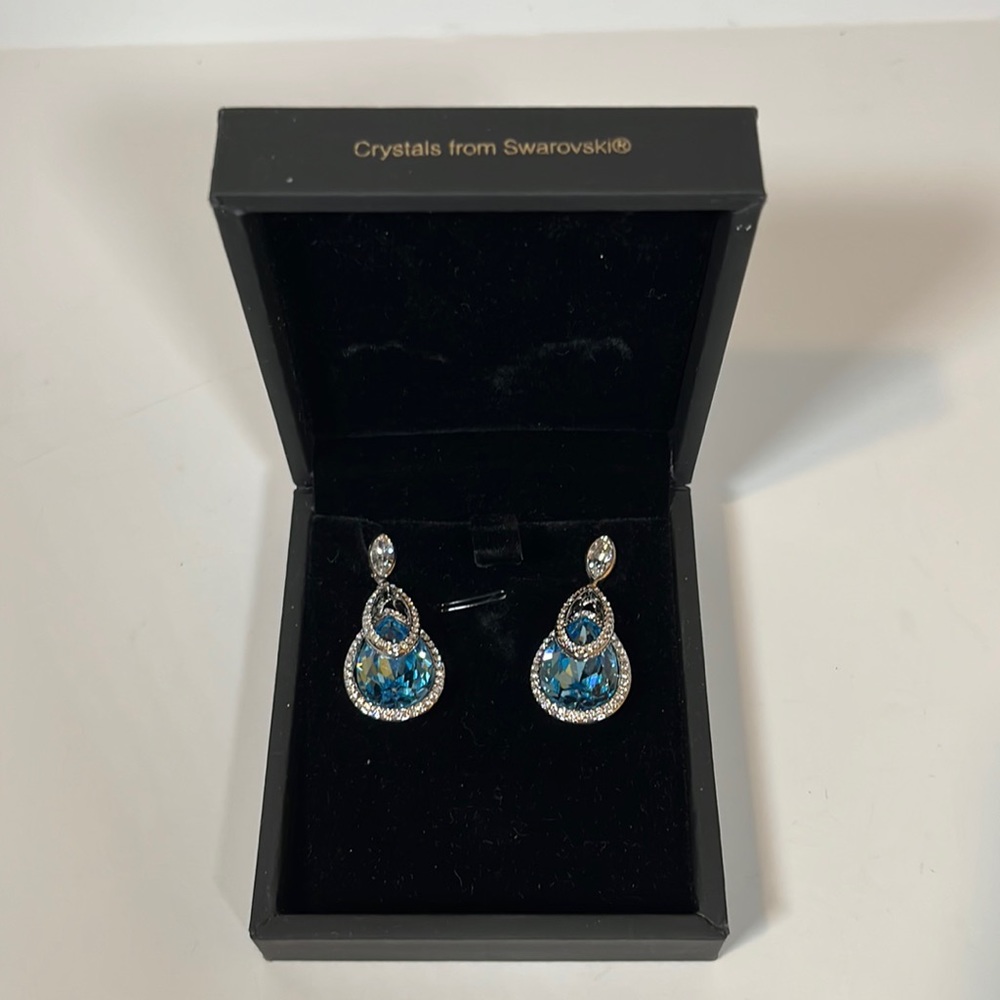 J Nina trendy crystal jewelry - blue crystal earrings